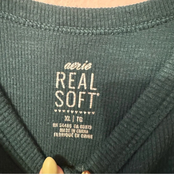 Aerie No BS Henley Button Tank Dark Teal Women Size XL - Picture 4 of 6